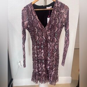 Parker Long Sleeve Dress in Pink and Black Snake Print